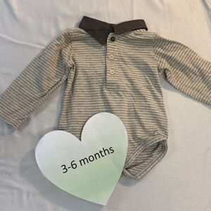 Mexx - Grey and Black Striped Polo style Bodysuit Onesie